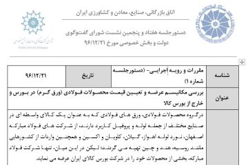 بررسی مکانیسم عرضه و تعیین قیمت محصولات فولادی (ورق گرم) در بورس و خارج از بورس کالا