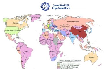 نقشه جهانی تراز تجاری محصولات فولادی (۲۰۱۸