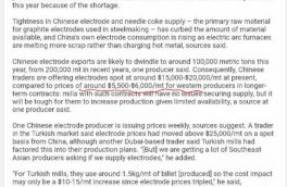 “قیمت الکترود  کم اثر در قیمت فولاد”