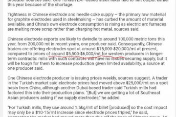 “قیمت الکترود  کم اثر در قیمت فولاد”