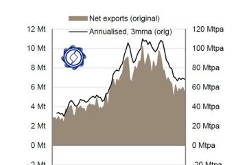 صادارت ماهانه خالص فولاد چین
